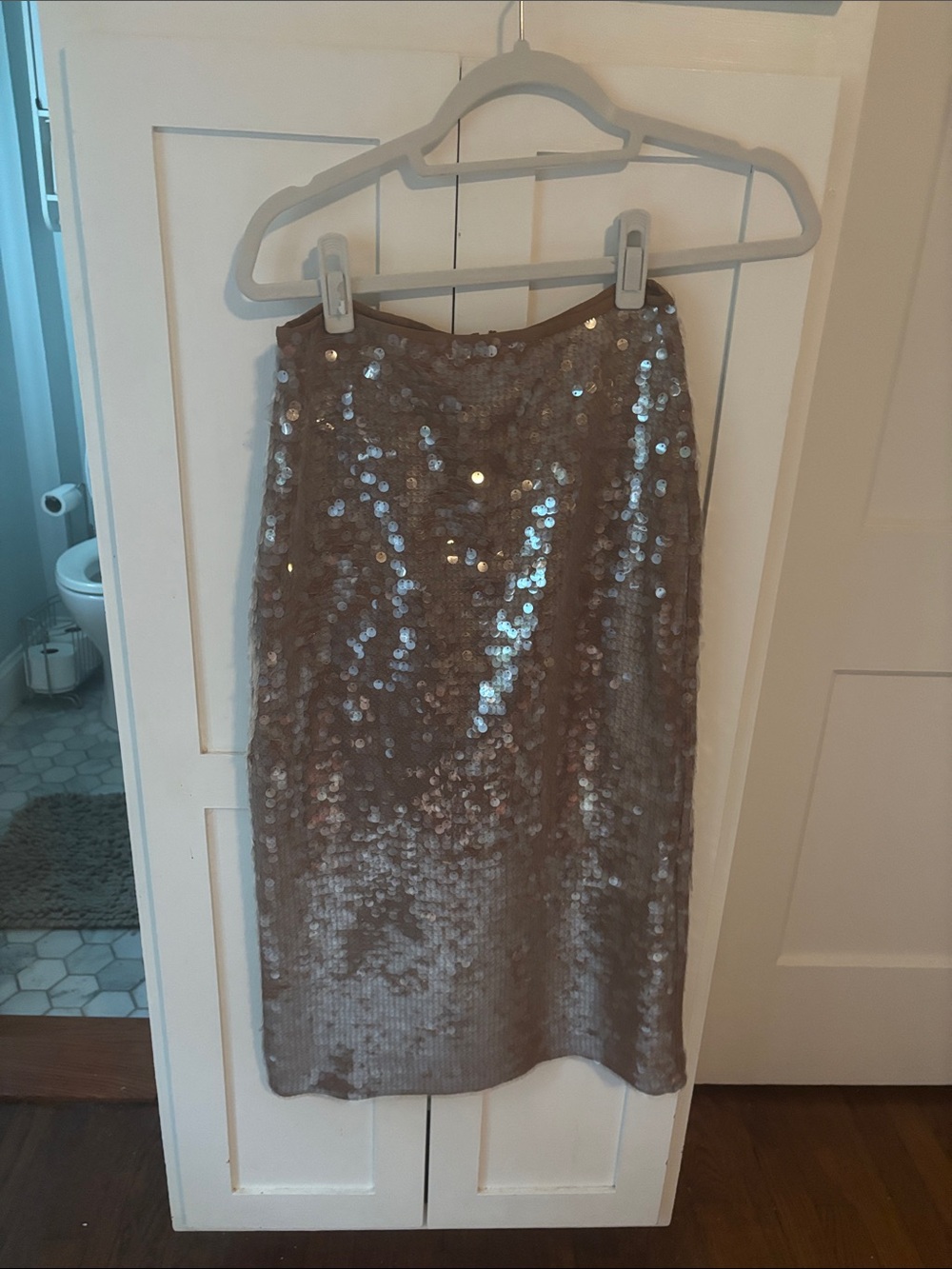 Madewell Champagne Sequin Pencil Skirt
